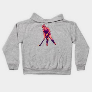 Field Hockey Player (Sunset Orange & Burgundy) Kids Hoodie